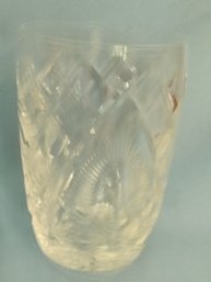 6 Old Fashioned Size Crystal Cut Glasses. Nice 'twang', Heavy, Beautiful Cut, Hard To Photograph.  No Chips, N