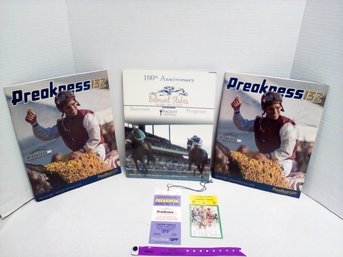 Two Preakness 132 Autographed Official Programs 5/2007, 100th Anniv Belmont Stakes NY Program, & Tickets LP/B3