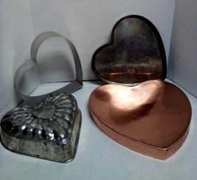 Vintage Heart Shaped Molds - 1 Copper Clad & Aluminum And/or Tin Pieces  Bon/FL - D5