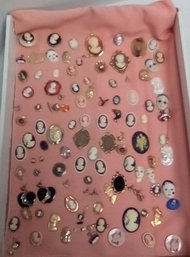 108 Piece Jewelry Items For Crafts - Mostly Cameo Styles - Singles, Broken Or Earring Backs Missing TA/A3