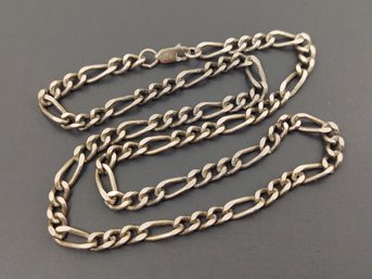 VINTAGE STERLING SILVER 5mm FIGARO LINK CHAIN NECKLACE