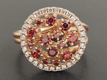 BEAUTIFUL ROSE GOLD OVER STERLING SILVER CZ RING