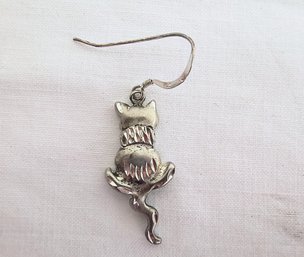 Silver Earring Or Pendant In The Form Of A Cat