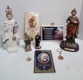 Religious Lot St. Jude Statue, Footprint Plaque, St. Padre Pio Devotions, St. Anthony Necklace, Planter LP/E3