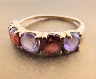 Vintage 14 K Gold Ring With Purple And Lilac Stones