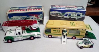 1998 Hess Recreation Van With Dune Buggy & Motorcycle And New In Box 1994 Hess Rescue Truck JD/E1