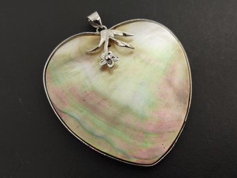 LARGE MOTHER OF PEARL HEART PENDANT