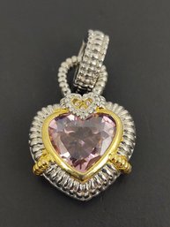 STUNNING SILVER PLATED PINK CZ HEART PENDANT