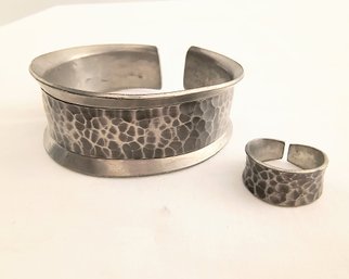 George Jensen Signed Made In Denmark Vintage Cuff And Ring