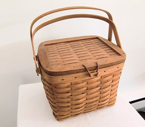 Collectible Longaberger Basket With Leather Closure