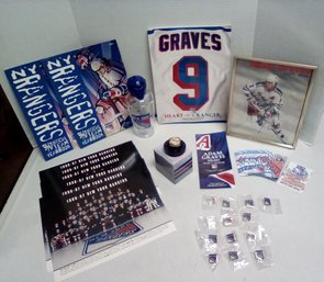 Adam Graves Autographed Photo- NY Rangers, Replica Ring, 96-97 Official Team Yearbook & Team Pics, Pins  LP/D3