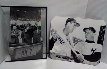 Two Great Photos A. Mickey Mantle & Joe Dimaggio & B. Mickey's Retirement Day At Yankee Stadium       Suso/WB