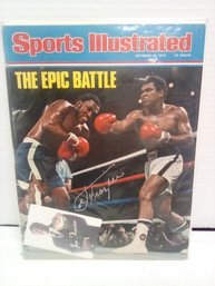 2 Autographs Of Joe Frazier: Sports Illustrated: May 17th, 2000 & Business Card LP/D3