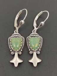DESIGNER CAROLYN POLLACK AMERICAN WEST STERLING SILVER TURQUOISE SQUASH BLOSSOM EARRINGS