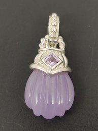 DESIGNER JUDITH RIPKA STERLING SILVER LAVENDER JADE & AMETHYST ENHANCER PENDANT