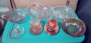 Depression Glass Vintage Pink & Marigold Teacup Sets, Carnival Glass, Handled Bowl, Divided Dishes LH/CVBKB