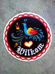 Wilkson Bird & Heart Hex Circle Sign - Wood Composite - 15.50 Inch Diameter            BR2