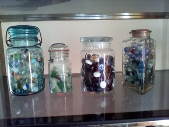 4 Containers That Include Marbles, Stones, Sea Glass  LvRm