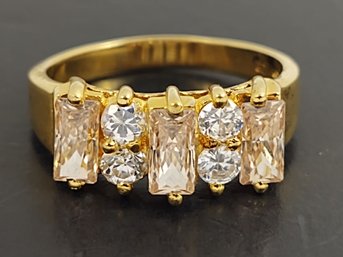 BEAUTIFL GOLD OVER STERLING SILVER TWO TONE CZ RING