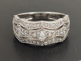 STUNNING STERLING SILVER ART NOUVEAU STYLE CZ RING