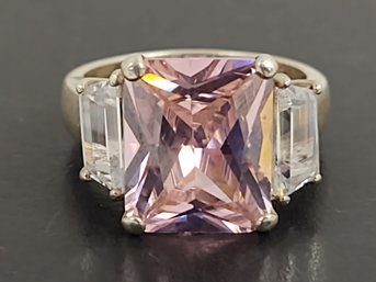 BEAUTIFUL STERLING SILVER PINK CZ RING
