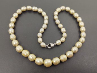 VINTAGE STERLING SILVER YELLOW DYED PEARL NECKLACE