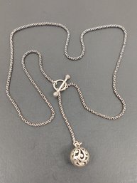 VINTAGE STERLING SILVER DROP BEAD TOGGLE NECKLACE