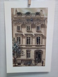 Tom Matt Colored Print On Heavy Paper Of Stately Building With People- Tom Matt '04  # 2 Of 2      TA/WAD