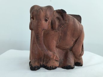 Primitive Style Wood Elephant Sculpture