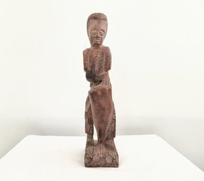 Hand Carved Tribal Style Figure With Drum