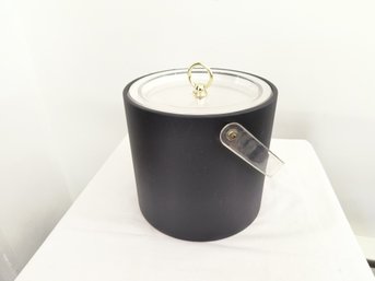 Vintage Black Ice Bucket With Clear Top