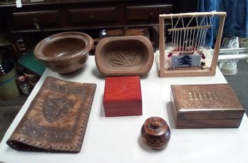 Boxes, Barton Bonell, Carved & Lidded Bowls, Hand Made Souvenir, Tooled Leather Book Cover KM/CVBKA