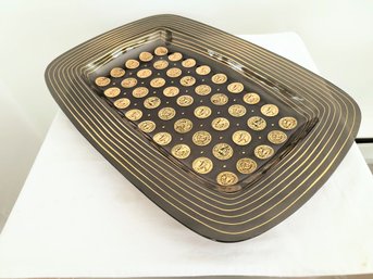 Black And Gold Vintage Glass Tray