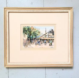 Signed And Framed Watercolor, One Of Two Similar In This Sale