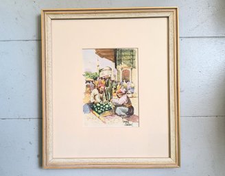 Signed And Framed Watercolor, One Of Two Similar In This Sale