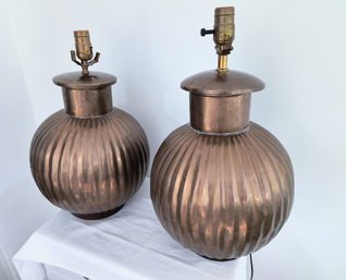 Vintage '80s Boho Brass Toned Lamps From Bloomingdale's