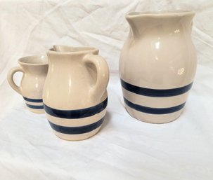 Three Early American Style Country Style Pitchers / Carafes