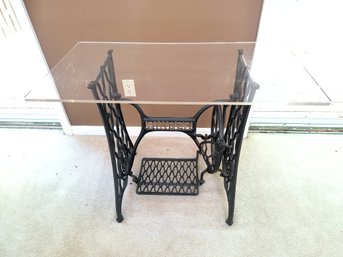 Antique Wrought Iron Singer Sewing Machine Base Repurposed Into A Table