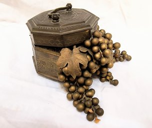 Lidded Metal Box With Faux Grapes