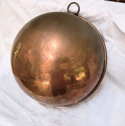 Large Antique Copper Bowl, Ready To Hang