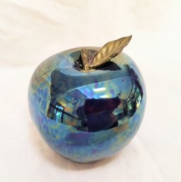 Striking Painted Ceramic Apple Sculpture, Signed