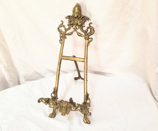 Elaborately Embossed Vintage Brass Picture Stand