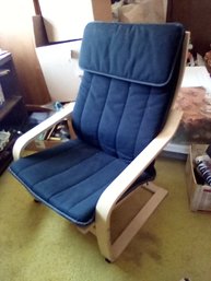 Ikea Chair & Cushion - Light Weight Blonde Wood Frame & Comfortable Seating   BR4