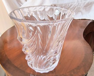 Gorgeous Vintage Val St Lambert Crystal Vase With Swirly Pattern