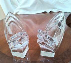 Pair Of Abstract Crystal Candle Holders