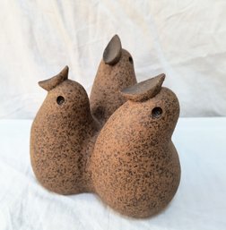 Charming Sculpture Of Three Baby Birds, Waiting For Their Meal