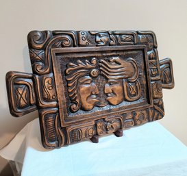 Vintage Carved Wood Tray Made In Honduras