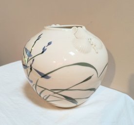 Pretty Spherical Bowl With Seashell And Plant Motif