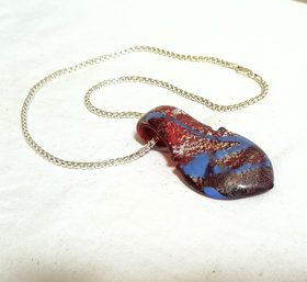 Made In Italy Necklace - Silver Chain With Murano Glass Pendant