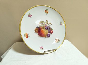 Vintage Bavarian Plate/dish With Fruit Design And Gold Rim